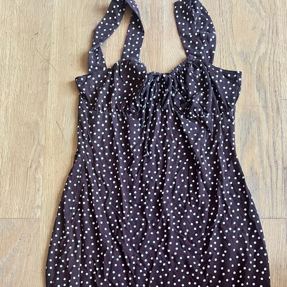 Brown Polka Dot Reformation Mini Dress